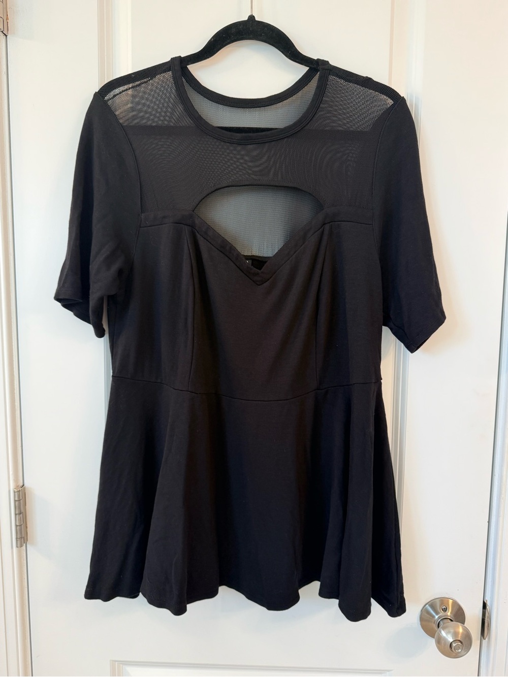 Torrid Black Mesh Grungy/ Romantic Sweetheart Neckline Peplum Top (2)